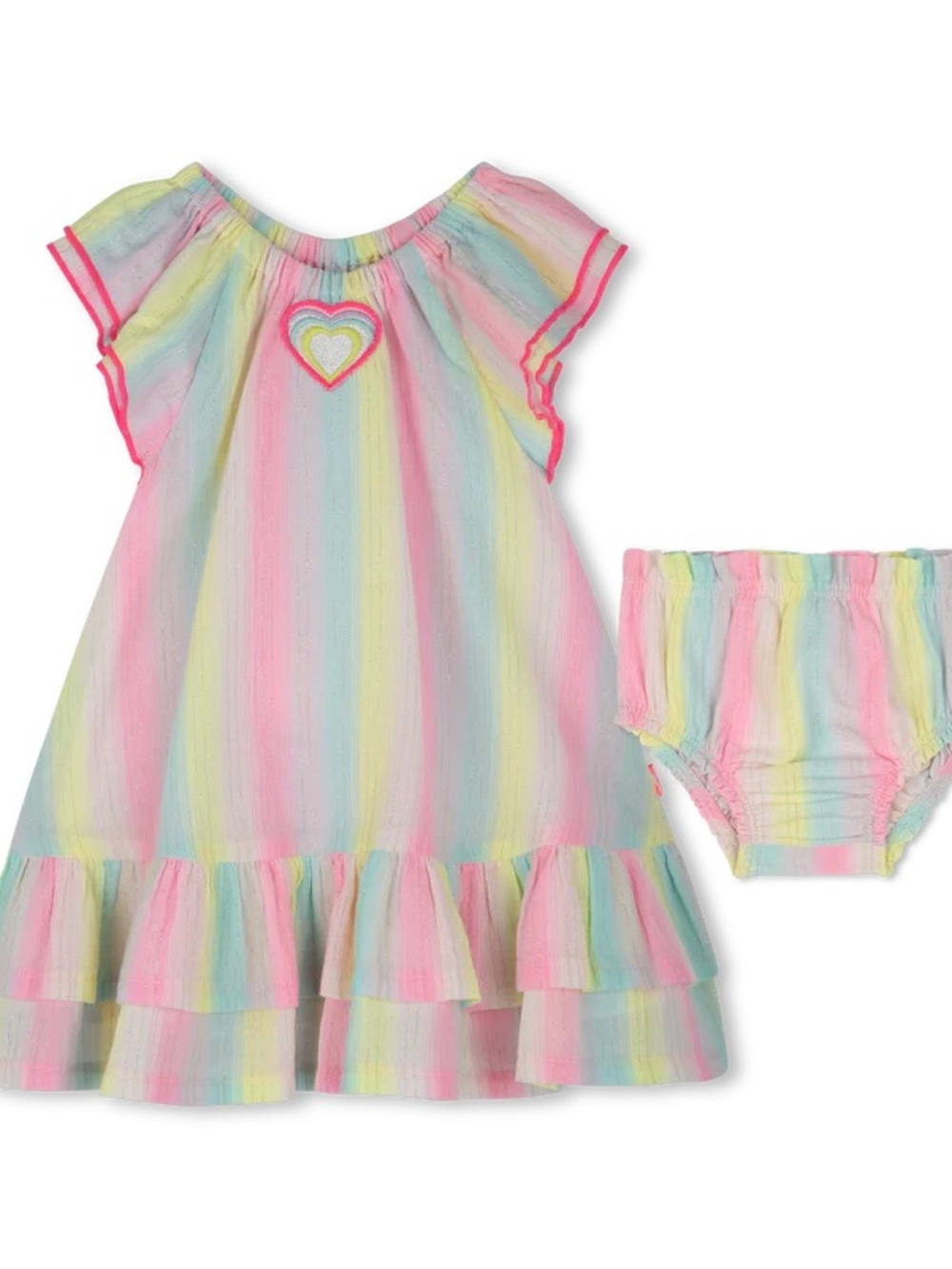 Billieblush Pastel Rainbow Striped Nightgown Set in Pink, Yellow, Blue, Green
